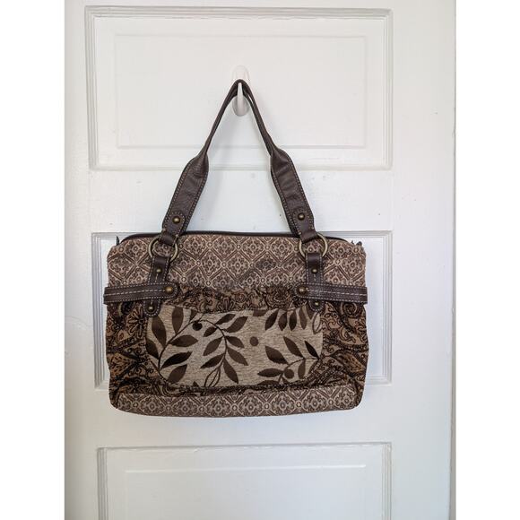 Fossil Y2K Brown Floral Tapestry Purse Carpet Bag Vintage Boho - Picture 1 of 11